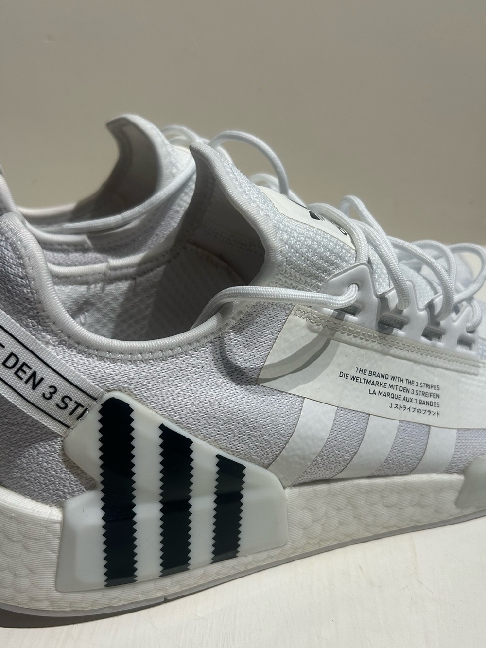 Adidas NMD R1 Triple White Sneakers, Mens Size 13